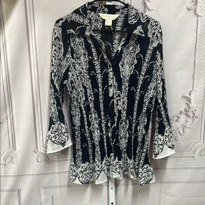 New York City Design Fitted Sheer Crinkled Bell Sleeve Y2K 1x Blouse Top